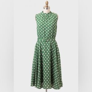 Green and White Polka Dot Midi Dress